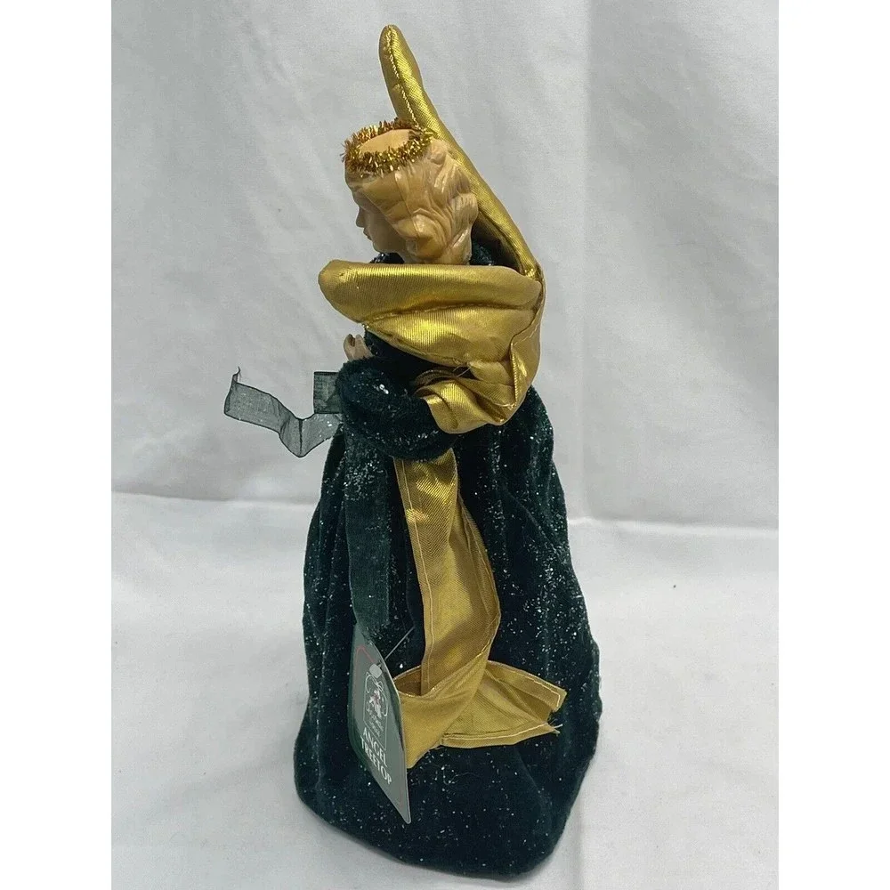 Christmas House Angel Tree Top Green Dress 11” Vintage RARE
